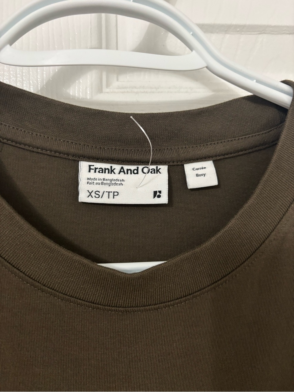 Frank And Oak Men's Long Sleeve Crewneck Tee in Olive Brown